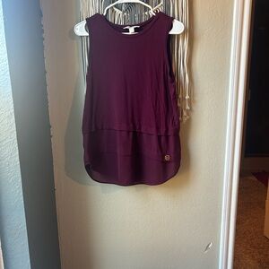 Michael Kors Maroon Sleeveless Tiered Tank Top